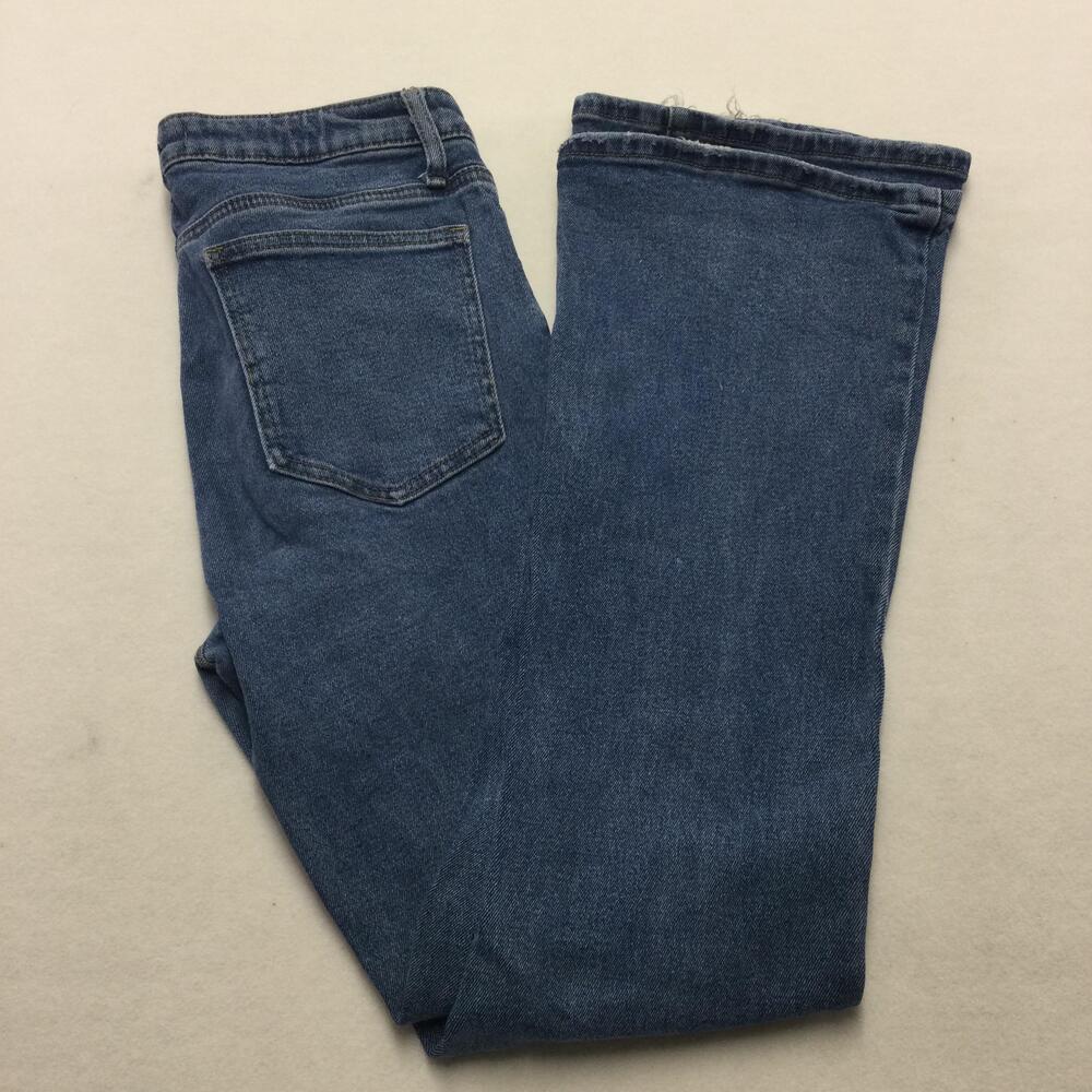 Ashley Mason Jeans Juniors 7/28 Blue Flare Stretch Medium Wash Denim Raw Hem